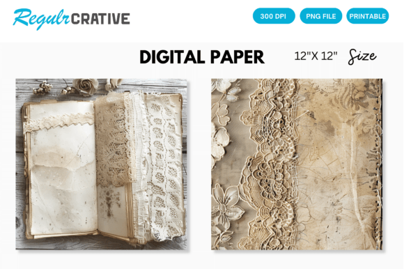 Download Antique Lace Junk Journal Digital Paper - Premium Resources
