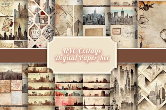 Download NYC Vintage Collage Paper Set - Collage paper set Collection