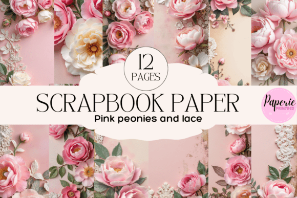 Download Pink Peonies and Lace Scrapbook Paper - Lace scrapbook paper Collection