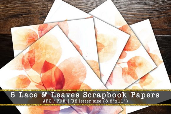 Download Modern Lace &amp; Leaves Scrapbook Paper - Premium Bundle
